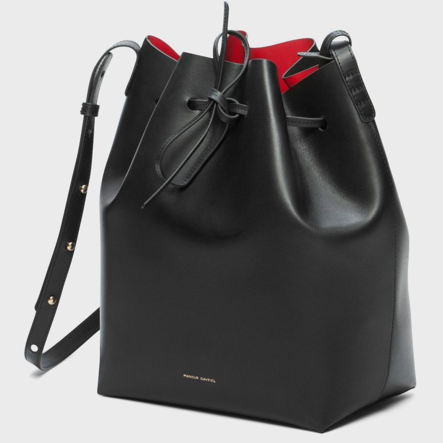 Women's Mansur Gavriel Vegetable Tanned Leather Bucket Bags Black | AU 5M76QE